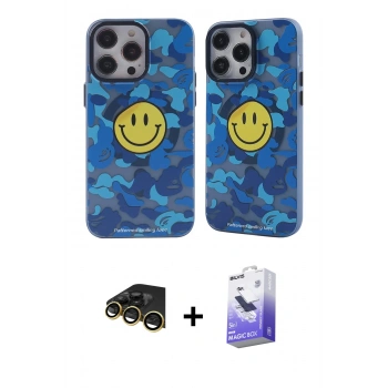 MARSİLYAN™- iPhone 14 Pro Max Kılıf Nova Doku Koleksiyonu - Siyah Bilvis 5in1 5D Magic Hayalet Cam Ekran Koruyucu + Raze Metal Kamera Lens - GD