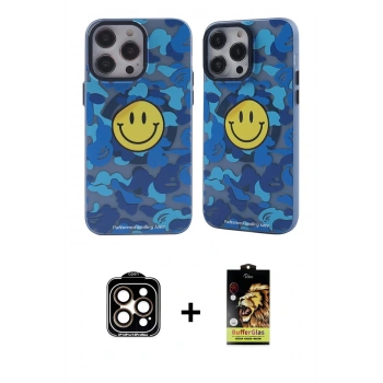 MARSİLYAN™- iPhone 14 Pro Max Kılıf Nova Doku Koleksiyonu - Siyah Buffer Cam Ekran Koruyucu + PVD Metal Kamera Lens - TU