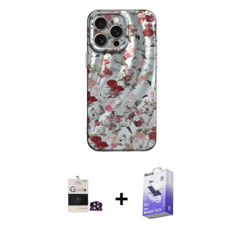 MARSİLYAN™- iPhone 14 Pro Max Kılıf Nova Doku Prime - Siyah Bilvis 5in1 5D Magic Hayalet Cam Ekran Koruyucu + Bilvis Titan Kamera Lens - GD