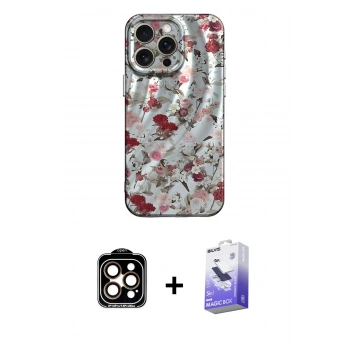MARSİLYAN™- iPhone 14 Pro Max Kılıf Nova Doku Prime - Siyah Bilvis 5in1 5D Magic Hayalet Cam Ekran Koruyucu + PVD Metal Kamera Lens - TU
