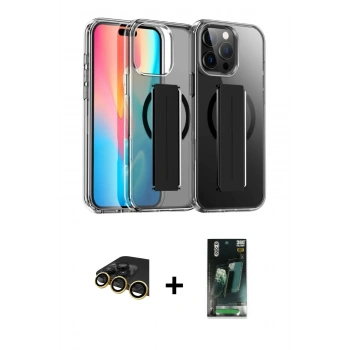 MARSİLYAN™- iPhone 14 Pro Max Kılıf Nova Işık Koleksiyonu - Şeffaf 360 Full Body Arka Koruyucu + Raze Metal Kamera Lens - GD