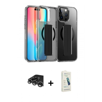 MARSİLYAN™- iPhone 14 Pro Max Kılıf Nova Işık Koleksiyonu - Şeffaf Pasifik Cam Ekran Koruyucu + Raze Metal Kamera Lens - GS