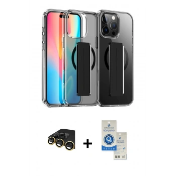 MARSİLYAN™- iPhone 14 Pro Max Kılıf Nova Işık Koleksiyonu - Şeffaf Royal Nano Ekran Koruyucu + Raze Metal Kamera Lens - GD