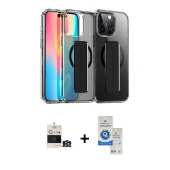 MARSİLYAN™- iPhone 14 Pro Max Kılıf Nova Işık Koleksiyonu - Şeffaf Royal Nano Ekran Koruyucu + Bilvis Titan Kamera Lens - GS