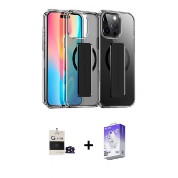 MARSİLYAN™- iPhone 14 Pro Max Kılıf Nova Işık Koleksiyonu - Siyah Bilvis 5in1 3D Magic Cam Ekran Koruyucu + Bilvis Titan Kamera Lens - SH