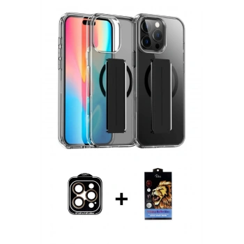 MARSİLYAN™- iPhone 14 Pro Max Kılıf Nova Işık Koleksiyonu - Siyah Buffer Hayalet Cam Ekran Koruyucu + PVD Metal Kamera Lens - TU
