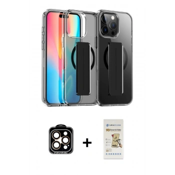 MARSİLYAN™- iPhone 14 Pro Max Kılıf Nova Işık Koleksiyonu - Siyah Mat Seramik Nano Ekran Koruyucu + PVD Metal Kamera Lens - TU