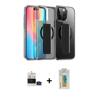 MARSİLYAN™- iPhone 14 Pro Max Kılıf Nova Işık Koleksiyonu - Siyah Polymer Nano Ekran Koruyucu + Bilvis Titan Kamera Lens - SH