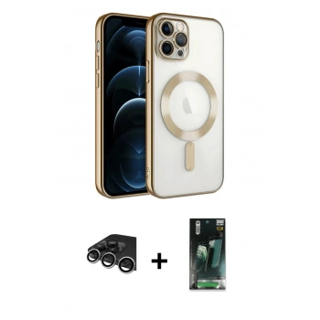 MARSİLYAN™- iPhone 14 Pro Max Kılıf Nova Işık Özel Seri - Şeffaf 360 Full Body Arka Koruyucu + Raze Metal Kamera Lens - GS