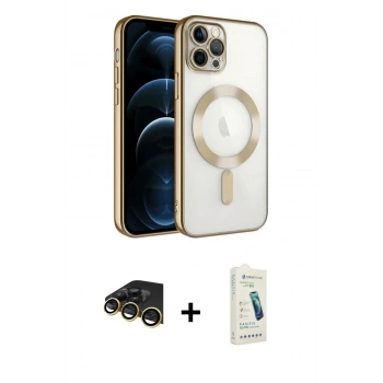 MARSİLYAN™- iPhone 14 Pro Max Kılıf Nova Işık Özel Seri - Şeffaf Pasifik Cam Ekran Koruyucu + Raze Metal Kamera Lens - GD