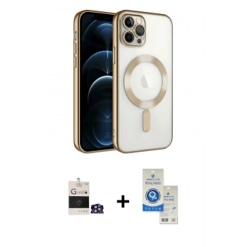 MARSİLYAN™- iPhone 14 Pro Max Kılıf Nova Işık Özel Seri - Şeffaf Royal Nano Ekran Koruyucu + Bilvis Titan Kamera Lens - GS