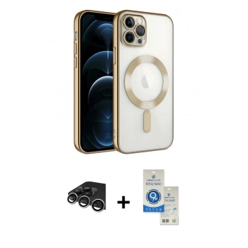 MARSİLYAN™- iPhone 14 Pro Max Kılıf Nova Işık Özel Seri - Şeffaf Royal Nano Ekran Koruyucu + Raze Metal Kamera Lens - GS