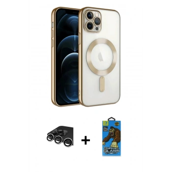MARSİLYAN™- iPhone 14 Pro Max Kılıf Nova Işık Özel Seri - Siyah 18D Cam Ekran Koruyucu + Raze Metal Kamera Lens - GS