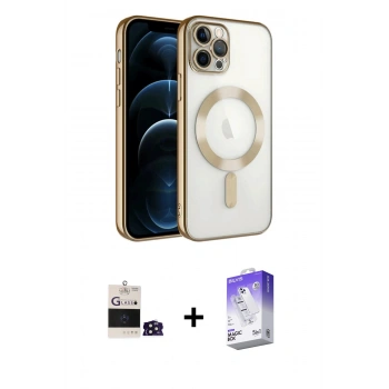 MARSİLYAN™- iPhone 14 Pro Max Kılıf Nova Işık Özel Seri - Siyah Bilvis 5in1 3D Magic Cam Ekran Koruyucu + Bilvis Titan Kamera Lens - DNMR
