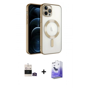 MARSİLYAN™- iPhone 14 Pro Max Kılıf Nova Işık Özel Seri - Siyah Bilvis 5in1 5D Magic Hayalet Cam Ekran Koruyucu + Bilvis Titan Kamera Lens - GD
