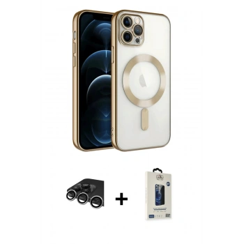 MARSİLYAN™- iPhone 14 Pro Max Kılıf Nova Işık Özel Seri - Siyah Bilvis Hayalet Cam Ekran Koruyucu + Raze Metal Kamera Lens - GS