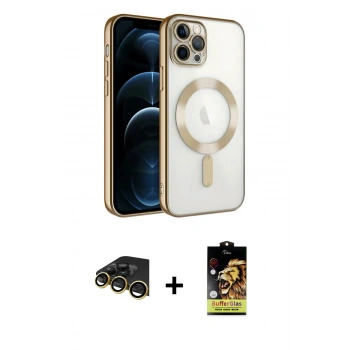 MARSİLYAN™- iPhone 14 Pro Max Kılıf Nova Işık Özel Seri - Siyah Buffer Cam Ekran Koruyucu + Raze Metal Kamera Lens - GD