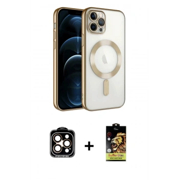 MARSİLYAN™- iPhone 14 Pro Max Kılıf Nova Işık Özel Seri - Siyah Buffer Cam Ekran Koruyucu + PVD Metal Kamera Lens - TU