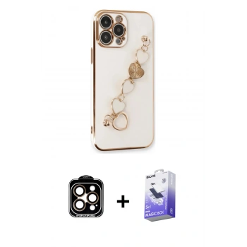 MARSİLYAN™- iPhone 14 Pro Max Kılıf Nova Işık Prime - Siyah Bilvis 5in1 5D Magic Hayalet Cam Ekran Koruyucu + PVD Metal Kamera Lens - TU