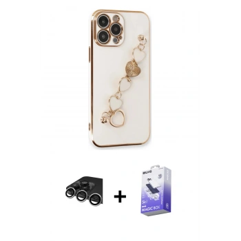 MARSİLYAN™- iPhone 14 Pro Max Kılıf Nova Işık Prime - Siyah Bilvis 5in1 5D Magic Hayalet Cam Ekran Koruyucu + Raze Metal Kamera Lens - GS