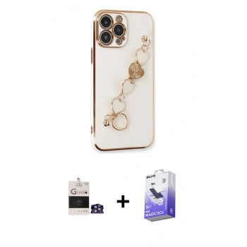 MARSİLYAN™- iPhone 14 Pro Max Kılıf Nova Işık Prime - Siyah Bilvis 5in1 5D Magic Hayalet Cam Ekran Koruyucu + Bilvis Titan Kamera Lens - GS