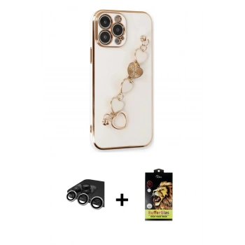 MARSİLYAN™- iPhone 14 Pro Max Kılıf Nova Işık Prime - Siyah Buffer Cam Ekran Koruyucu + Raze Metal Kamera Lens - GS
