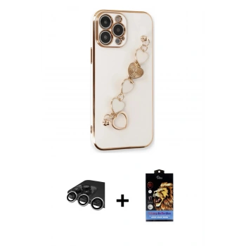 MARSİLYAN™- iPhone 14 Pro Max Kılıf Nova Işık Prime - Siyah Buffer Hayalet Cam Ekran Koruyucu + Raze Metal Kamera Lens - GS