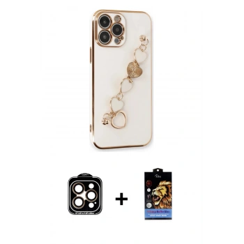 MARSİLYAN™- iPhone 14 Pro Max Kılıf Nova Işık Prime - Siyah Buffer Hayalet Cam Ekran Koruyucu + PVD Metal Kamera Lens - TU