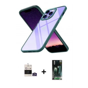 MARSİLYAN™- iPhone 14 Pro Max Kılıf Nova Işık Serisi - Siyah 360 Mat Full Body Arka Koruyucu + Bilvis Titan Kamera Lens - GS