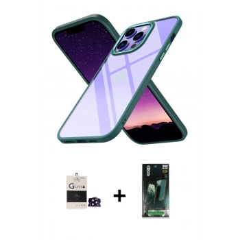 MARSİLYAN™- iPhone 14 Pro Max Kılıf Nova Işık Serisi - Siyah 360 Mat Full Body Arka Koruyucu + Bilvis Titan Kamera Lens - SH
