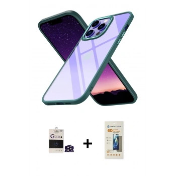 MARSİLYAN™- iPhone 14 Pro Max Kılıf Nova Işık Serisi - Siyah 6D Mat Seramik Hayalet Nano Ekran Koruyucu + Bilvis Titan Kamera Lens - DNMR