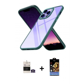 MARSİLYAN™- iPhone 14 Pro Max Kılıf Nova Işık Serisi - Siyah Buffer Hayalet Cam Ekran Koruyucu + Bilvis Titan Kamera Lens - GS