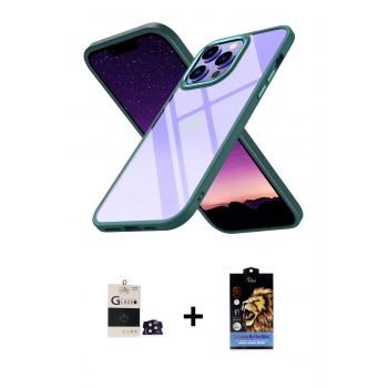 MARSİLYAN™- iPhone 14 Pro Max Kılıf Nova Işık Serisi - Siyah Buffer Hayalet Cam Ekran Koruyucu + Bilvis Titan Kamera Lens - DNMR