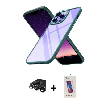 MARSİLYAN™- iPhone 14 Pro Max Kılıf Nova Işık Serisi - Siyah Joko 5D Cam + Raze Metal Kamera Lens - GS