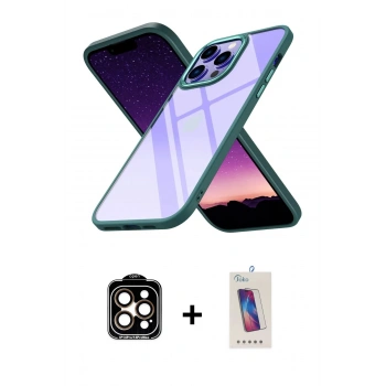 MARSİLYAN™- iPhone 14 Pro Max Kılıf Nova Işık Serisi - Siyah Joko 5D Cam + PVD Metal Kamera Lens - TU