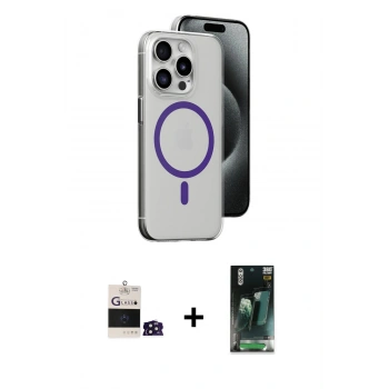 MARSİLYAN™- iPhone 14 Pro Max Kılıf Odak Form Özel Seri - Şeffaf 360 Full Body Arka Koruyucu + Bilvis Titan Kamera Lens - DNMR