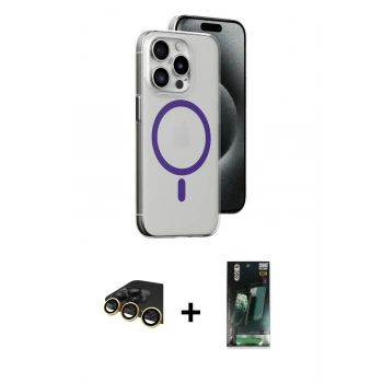 MARSİLYAN™- iPhone 14 Pro Max Kılıf Odak Form Özel Seri - Şeffaf 360 Full Body Arka Koruyucu + Raze Metal Kamera Lens - GD