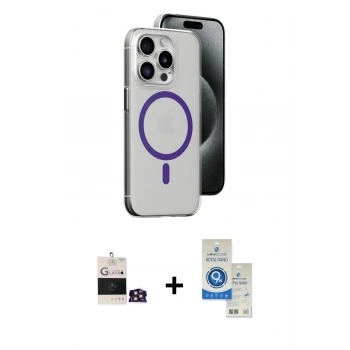 MARSİLYAN™- iPhone 14 Pro Max Kılıf Odak Form Özel Seri - Şeffaf Royal Nano Ekran Koruyucu + Bilvis Titan Kamera Lens - GD