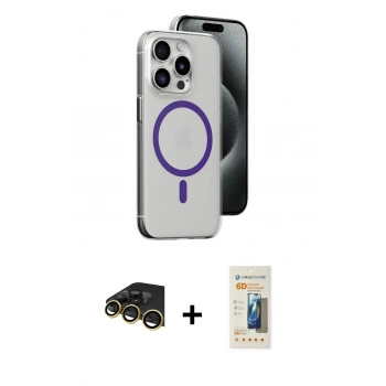 MARSİLYAN™- iPhone 14 Pro Max Kılıf Odak Form Özel Seri - Siyah 6D Mat Seramik Hayalet Nano Ekran Koruyucu + Raze Metal Kamera Lens - GD