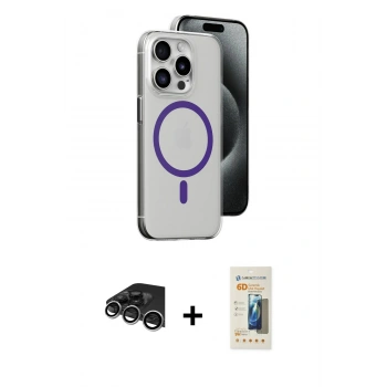 MARSİLYAN™- iPhone 14 Pro Max Kılıf Odak Form Özel Seri - Siyah 6D Mat Seramik Hayalet Nano Ekran Koruyucu + Raze Metal Kamera Lens - GS