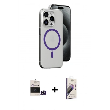 MARSİLYAN™- iPhone 14 Pro Max Kılıf Odak Form Özel Seri - Siyah Bilvis 3D Mat Cam Ekran Koruyucu + Bilvis Titan Kamera Lens - SH