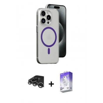 MARSİLYAN™- iPhone 14 Pro Max Kılıf Odak Form Özel Seri - Siyah Bilvis 5in1 3D Magic Cam Ekran Koruyucu + Raze Metal Kamera Lens - GS