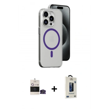MARSİLYAN™- iPhone 14 Pro Max Kılıf Odak Form Özel Seri - Siyah Bilvis Hayalet Cam Ekran Koruyucu + Bilvis Titan Kamera Lens - SH