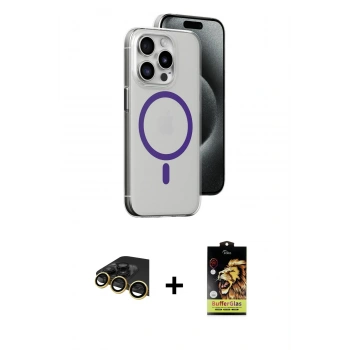 MARSİLYAN™- iPhone 14 Pro Max Kılıf Odak Form Özel Seri - Siyah Buffer Cam Ekran Koruyucu + Raze Metal Kamera Lens - GD