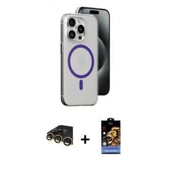 MARSİLYAN™- iPhone 14 Pro Max Kılıf Odak Form Özel Seri - Siyah Buffer Hayalet Cam Ekran Koruyucu + Raze Metal Kamera Lens - GD