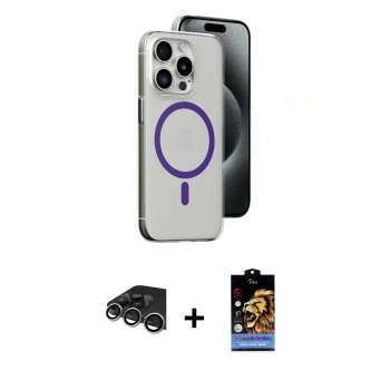MARSİLYAN™- iPhone 14 Pro Max Kılıf Odak Form Özel Seri - Siyah Buffer Hayalet Cam Ekran Koruyucu + Raze Metal Kamera Lens - GS