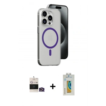 MARSİLYAN™- iPhone 14 Pro Max Kılıf Odak Form Özel Seri - Siyah Polymer Nano Ekran Koruyucu + Bilvis Titan Kamera Lens - GD