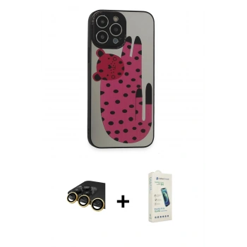 MARSİLYAN™- iPhone 14 Pro Max Kılıf Odak Klasik Serisi - Şeffaf Pasifik Cam Ekran Koruyucu + Raze Metal Kamera Lens - GD