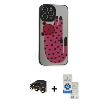 MARSİLYAN™- iPhone 14 Pro Max Kılıf Odak Klasik Serisi - Şeffaf Royal Nano Ekran Koruyucu + Raze Metal Kamera Lens - GD