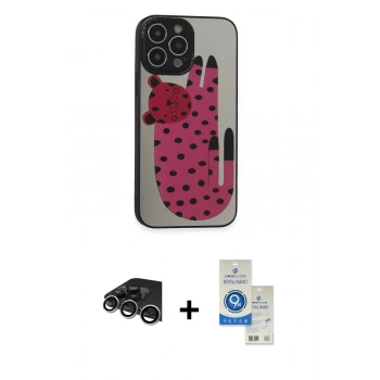 MARSİLYAN™- iPhone 14 Pro Max Kılıf Odak Klasik Serisi - Şeffaf Royal Nano Ekran Koruyucu + Raze Metal Kamera Lens - GS